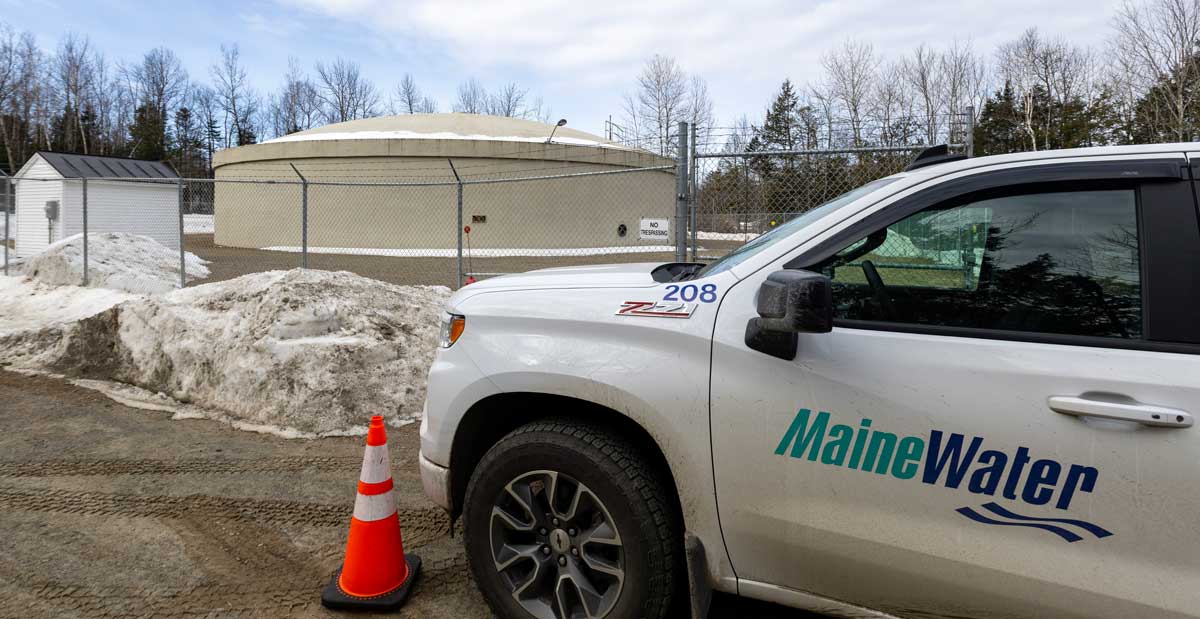 A water tank recently built in Skowhegan.